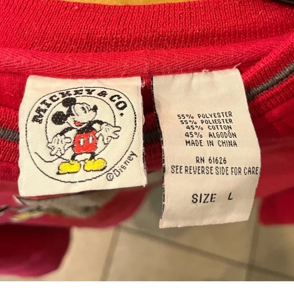 Mickey & Co Vintage 90's Classic Unisex Red Pullover Sweatshirt Size Large - Picture 5 of 5